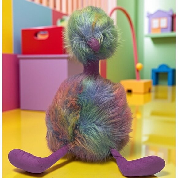 Jellycat London Pom Pom Ostrich Rainbow Colored Multicolor Bird Plush - Picture 1 of 10